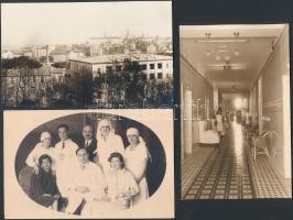 Budapest XII. Siesta szanatórium - 13 db régi fotó képeslap személyzettel és belsőkkel + egy orvosi levelezés / 13 old photo postcards + one letter