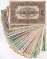 Vegyes: 21db bankjegy vegyesen a korona-pengő-forint pénzrendszerekből + NDK 1975. 20M + Chile 1970....