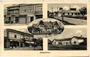 Aknaszlatina, Solotvyno; vasútállomás, Pogány, Stern és Lenner üzlete, Lajos akna / railway station, shops, mine