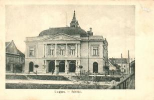 Lugos, Lugoj; Városi színház / theatre (ragasztónyomok / gluemark)