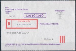 1991 Lottó-Totó ajánlási ragjegy