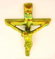 Zsolnay eozin mázas feszület, jelzett, hátoldalán gyári máz hibával, m:33 cm