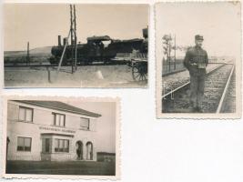 cca 1940 Hernádnémeti-Belsőböcs, Vasútállomás, 3 db fotó, 6x9 cm