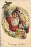 Karácsonyi üdvözlet / Christmas greeting card, Saint Nicholas, litho (EK)