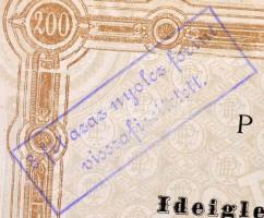 Budapest / Pest 1872. "Pesti Építő-Társaság" 200Ft értékű ideiglenes részvénye, szárazpecs...