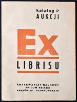 Katalog 2-Giej Aukcji Exlibrisu. Krakow, 1970, Antykwariat Naukowy, Domu Ksiazki, 52 p. Kiadói papír kötés. Lengyel nyelven./ Paperbinding, in polish language.