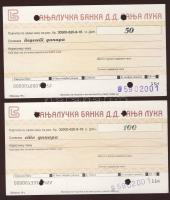 Bosznia/Szerb Köztársaság dátum nélkül csekkbankjegy sor 5D,20D,30D,50D,100D T:I