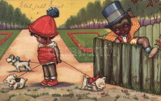 Black boy and girl, dogs, Amag 0322. s: Margret Boriss