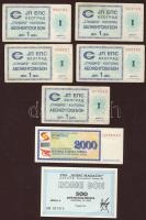 Jugoszlávia 1980-as évek bónjai Belgrád (6x 2klf) T:II,II/III + Zágráb (1x) T:II