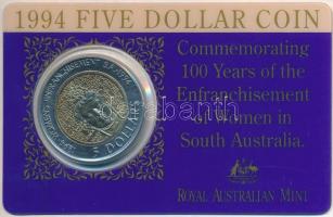 Ausztrália 1994. 5$ "II. Erzsébet / Az dél-ausztrál női választójog 100. évfordulója" műan...