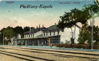 Pöstyén, Piestany; vasútállomás / railway station (EK)