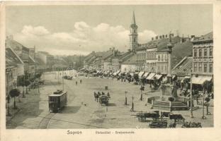 Sopron, Várkerület, villamos, Láng Frigyes üzlete