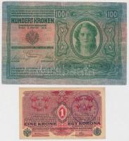 1912. 100K + 1916. 1K mindkettő hamis "KOMÁROM MEGYE KOCS KÖZSÉG GESZTESI JÁRÁS" felülbély...