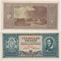 1945. 50P + 10.000.000P + 1946. 10.000.000BP (2x) T:I-,II,III szakadás