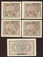 Japán/nemz. megszállás 1945-46. 10s, 50s (3x) kevés ugrású sorszámokkal!, 5Y T:I