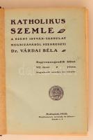 1930 Dr. Várdai Béla (szerk.): Katholikus Szemle. 44., VII-XII. füzet, fél évfolyam. Budapest, Stephaneum Nyomda és Könyvkiadó Rt. Átkötött félvászon kötés, a kötése sérült, néhol ceruzás aláírással.