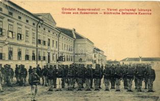 Szászváros, Orastie; Városi gyalogsági laktanya, katonák, kiadja B. Stelescu / K. u. K. military barracks, soldiers (b)