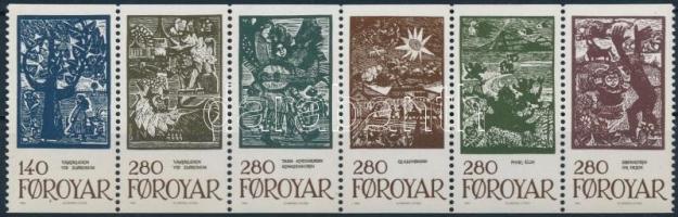Tale Illustrations stripe of 6 from stampbooklet, Meseillusztrációk hatoscsík bélyegfüzetből