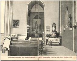 Budapest XIV. Zugló,Thököly út 58. Szent Domonkos rendi ideiglenes kápolna belseje, kinyitható képeslap / folding card (r)