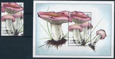 Mushrooms stamp + block, Gomba bélyeg + blokk