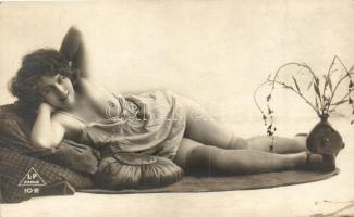 Nude lady, erotic postcard