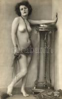 Nude lady, erotic postcard