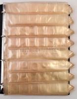 Használt, 4 gyűrűs mappa, benne 11 érmeberakó lappal