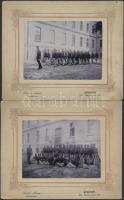 cca 1900 Katonai csoportképek, 2 db, kéményhátú fotó, Schaffer Armin (Budapest), 8x10.5 cmx2.