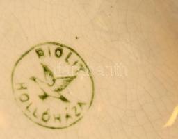 Hollóházi Riolit áttört kosárka "Siófoki emlék" felirattal, kézzel festett, jelzett, hibát...