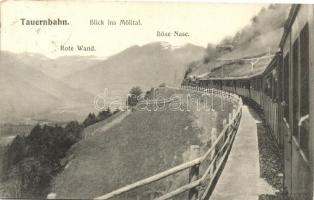 Tauernbahn railway, mountains, train