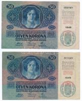 1912. 100K + 1914. 50K (5x) T:III,III- szakadás