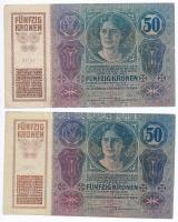 1912. 100K + 1914. 50K (5x) T:III,III- szakadás