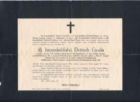 1928 Ifj. Benedekfalvi Detrich Gyula (1884-1928) a csász. és kir. 7. Vilmos huszárezred volt kapitán...