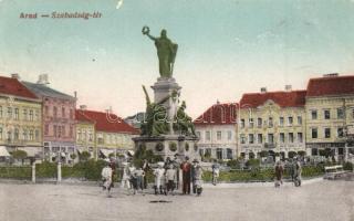 Arad, Szabadság tér, Vértanú szobor, Schwarz Testvérek és Weigl Adolf üzlete / square, statue, shops (lyukak / pinholes)