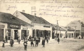 Mezőlaborc, Medzilaborce; tér, Freireich T. könyvnyomdája / publiching house (ázot sarok / wet corner)