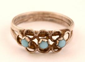 Ezüst (Ag.) nyaklánc karkötővel és gyűrű szintetikus kövekkel, jelzett, méret:54, h: 16 és 25 cm