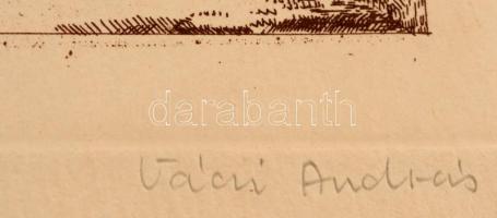 Váczi András(1967-): Landschap. Rézkarc, papír, jelzett, 13x16 cm