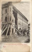 Baja, 1901. április 6-án történt szerencsétlenség színhelye, a leomlott Mészáros-féle ház, kiadja Kopeczky József (fl)