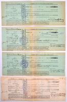 Budapest ~1919-1922. Trieszti általános biztosító társulat díjkötelezvénye (4x) bélyegzéssekkel T:II,II- kis szakadás