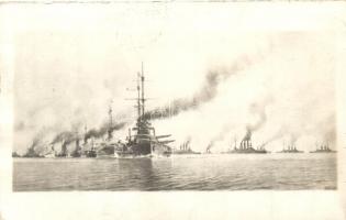 Osztrák-magyar csatahajók, művészlap / Austro-Hungarian Navy battleships, art postcard