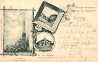 1899 Budapest X. Kőbánya, Steinbruck; Református templom, Kerületi előljáróság, Jászberényi utca, kiadja Merendiák és Schmidt, floral