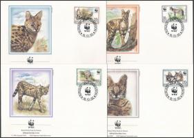 WWF: Serval set + 4 FDC WWF: Szervál sor + 4 db FDC-n