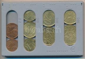 "EuroMoneyCard" műanyag tartó Euró pénzérmék számára, benne 2002-2009. 1c-1E (16x) 3,87E összértékben T:2,2- "EuroMoneyCard" plastic coin holder for Euro coins, with 2002-2009. 1 Cent - 1 Euro (16x) in sum of 3,87 Euros C:XF,VF