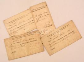 1851-1856 Vegyes okmány tétel német és magyar nyelven, 4 db: 3 úrbéri-bizottsági levél (Bürkös, Karácsonyfalva), és egy idézvény a földtehermentesítési járási bizottságtól (Farkastelke), okmánybélyegekkel, aláírásokkal