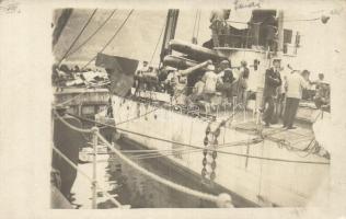 SMS Saida (?) a K. u. K. haditengerészet gyorscirkálója, fedélzet / Austro-Hungarian Navy scout cruiser, shipboard, photo