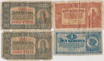 1848. 5Ft "Kossuth bankó" barna + 1920. 1K + 2K + 10K (2x) + 20K + 1923. 1000K "8 FIL...