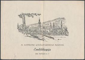 1960 A Soproni Gyógyszerész Napok emléklapja, hátoldalon gépelt üzenettel