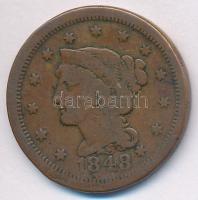 Amerikai Egyesült Államok 1848. 1c Cu T:3 ph., ü.
USA 1848. 1 Cent Cu C:F edge error, ding
Krause ...