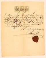 1800 Pest, Johann Felber táskakészítő levele viaszpecséttel, 3x5 kr okmánybélyeggel