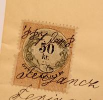 1887 Bp., Evangélikus lelkész által kiállított hívő számára kiállított elbocsátó levél 50 kr okmányb...